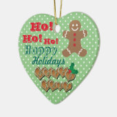 "Prettige feestdagen" Gingerbrood Man en Stippen Keramisch Ornament (Links)