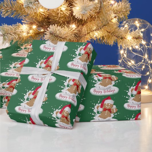 prettige feestdagen Gingerbrood Man in Melk Cadeaupapier (Feestdagen)