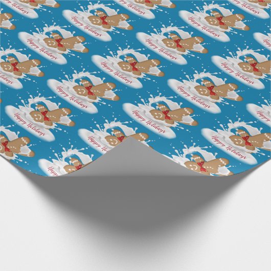 prettige feestdagen Gingerbrood Man in Melk Cadeaupapier (Hoek)