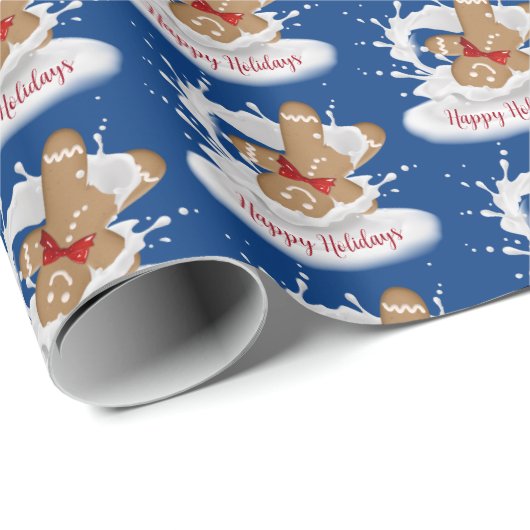 prettige feestdagen Gingerbrood Man in Melk Cadeaupapier (Rol Hoek)