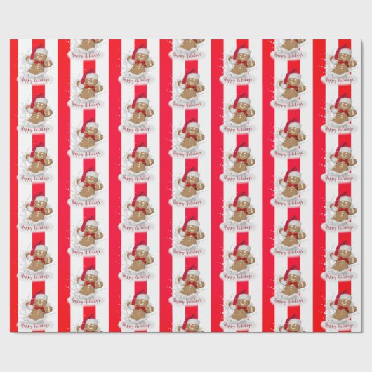 prettige feestdagen Gingerbrood Man in Melk Cadeaupapier (Vlak)