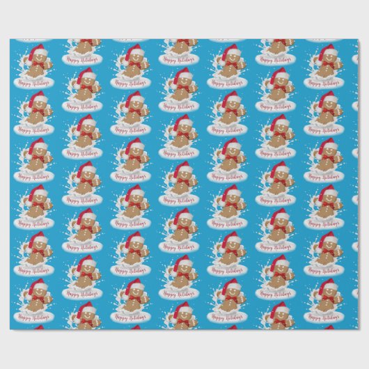 prettige feestdagen Gingerbrood Man in Melk Cadeaupapier (Vlak)