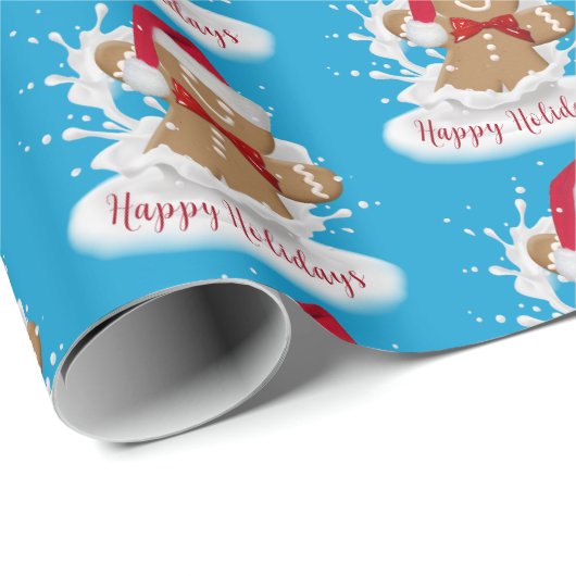 prettige feestdagen Gingerbrood Man in Melk Cadeaupapier (Rol Hoek)