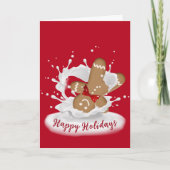 prettige feestdagen Gingerbrood Man in Melk Kaart (Voorkant)