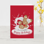 prettige feestdagen Gingerbrood Man in Melk Kaart (Gele Bloem)