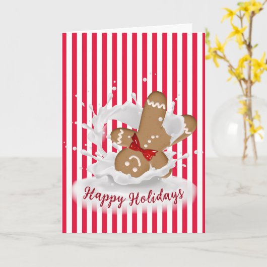 prettige feestdagen Gingerbrood Man in Melk Kaart (Gele Bloem)
