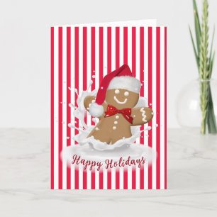 prettige feestdagen Gingerbrood Man in Melk Kaart