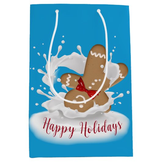 prettige feestdagen Gingerbrood Man in Melk Medium Cadeauzakje (Voorkant)