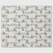 prettige feestdagen Gingerbrood Man op Birch Cadeaupapier (Vlak)