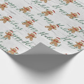 prettige feestdagen Gingerbrood Man op Birch Cadeaupapier (Hoek)