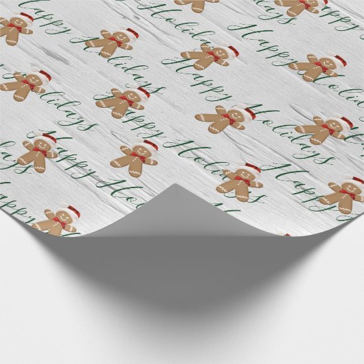 prettige feestdagen Gingerbrood Man op Birch Cadeaupapier (Hoek)