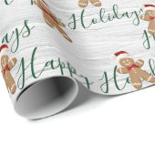 prettige feestdagen Gingerbrood Man op Birch Cadeaupapier (Rol Hoek)