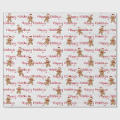 prettige feestdagen Gingerbrood Man op hout Cadeaupapier (Vlak)