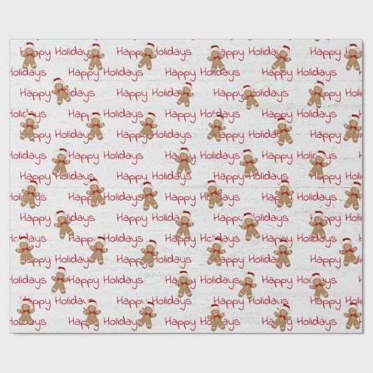 prettige feestdagen Gingerbrood Man op hout Cadeaupapier (Vlak)