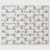 prettige feestdagen GingerBrooMan Cadeaupapier (Vlak)