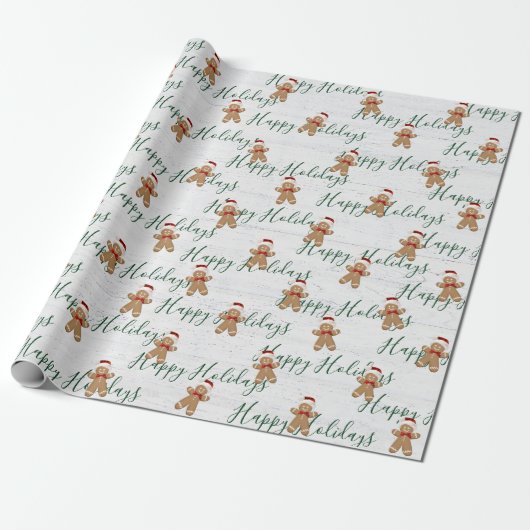prettige feestdagen GingerBrooMan Cadeaupapier (Uitgerold)
