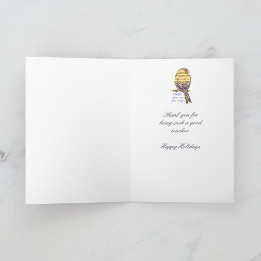 Prettige Feestdagen Gitaarleraar Muzieknoot Vogel (Binnen)