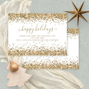 Prettige feestdagen Glam Gold Glitter Borders Feestdagenkaart