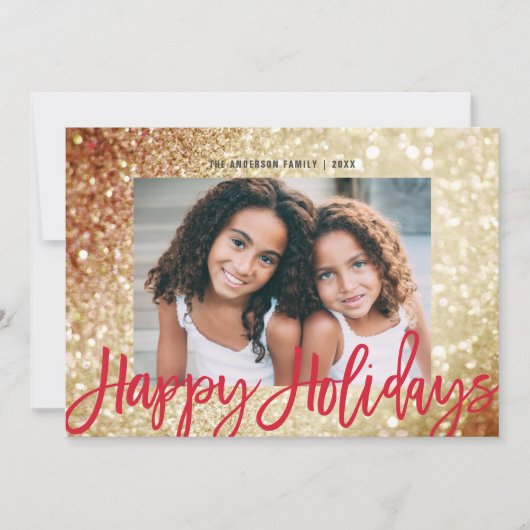 Prettige feestdagen Glam Gold Glitter Feestdagenkaart (Voorkant)