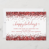 Prettige feestdagen Glam Red Glitter Feestdagenkaart (Voorkant)