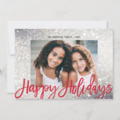 Prettige feestdagen Glam Silver Glitter Feestdagenkaart (Voorkant)