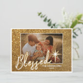 Prettige feestdagen Glamoureuze glitter gezegend Feestdagenkaart (Staand voorkant)