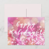 prettige feestdagen! Glamoureuze roze kerstmis Feestdagenkaart (Voorkant / Achterkant)