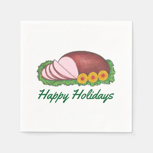 prettige feestdagen Glazed Holiday Ham Kerstmis Na Servet (Voorkant)