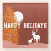 prettige feestdagen - Glazen Onderzetter (Voorkant)