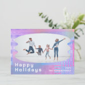 Prettige feestdagen Glitch roze trendy foto kerst Feestdagenkaart (Staand voorkant)
