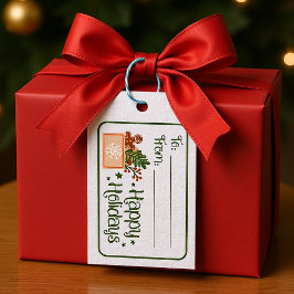 Prettige feestdagen Gnome cadeau label Cadeaulabel