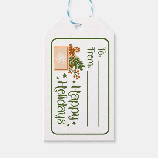 Prettige feestdagen Gnome cadeau label Cadeaulabel (Voorkant)