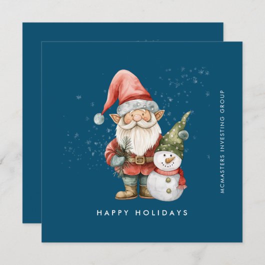 Prettige feestdagen Gnome en Snowman Feestdagenkaart (Voorkant / Achterkant)