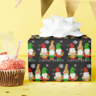 prettige feestdagen Gnomen en Snowflakes Kerstmis Cadeaupapier