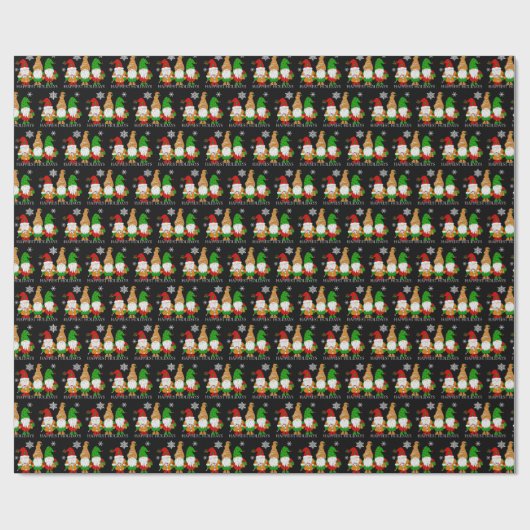 prettige feestdagen Gnomen en Snowflakes Kerstmis Cadeaupapier (Vlak)