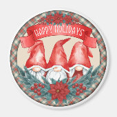 prettige feestdagen Gnomen Magneet (Voorkant)