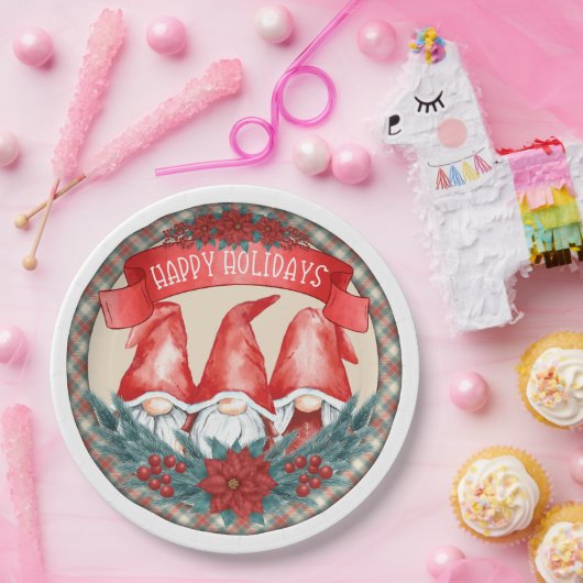 prettige feestdagen Gnomen Paper-Borden Papieren Bordje (Feest)