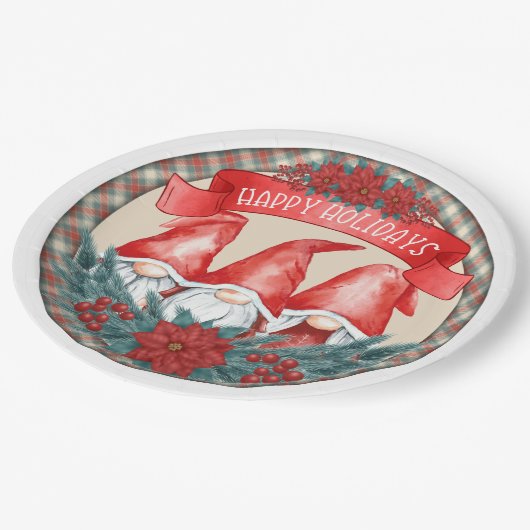 prettige feestdagen Gnomen Paper-Borden Papieren Bordje (Gekanteld)