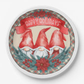 prettige feestdagen Gnomen Paper-Borden Papieren Bordje (Voorkant)