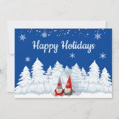 prettige feestdagen Gnomes Snowy Trees Holiday Car Feestdagenkaart (Voorkant)