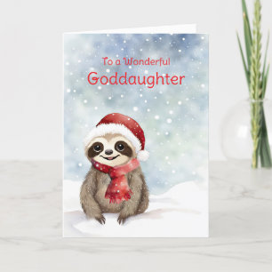 Prettige feestdagen Godsdochter Schattige Sloth Kaart