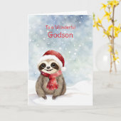 Prettige feestdagen Godson Schattigee Sloth met Sa Kaart (Gele Bloem)