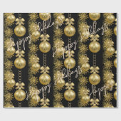 prettige feestdagen Gold Balls Black met pakpapier (Vlak)