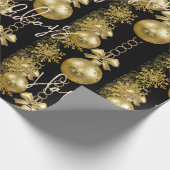 prettige feestdagen Gold Balls Black met pakpapier (Hoek)