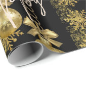 prettige feestdagen Gold Balls Black met pakpapier (Rol Hoek)