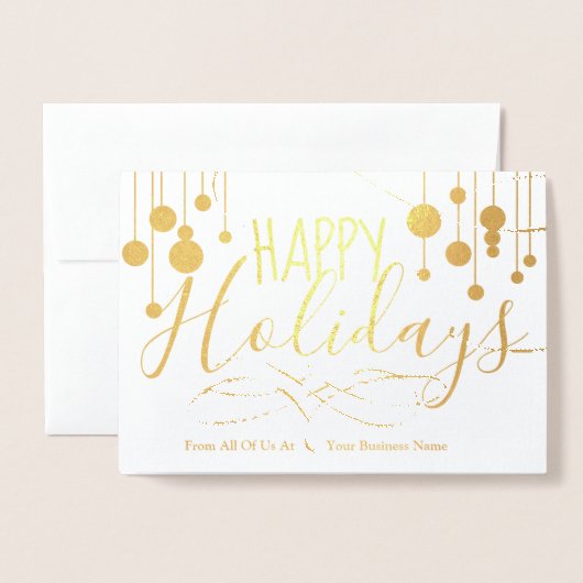 prettige feestdagen Gold Baubles Corporate Busines Folie Kaarten (Voorkant met envelop)