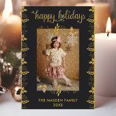 prettige feestdagen Gold Black kerstfoto Feestdagenkaart