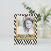 prettige feestdagen Gold Black & White Modern Phot (Staand voorkant)
