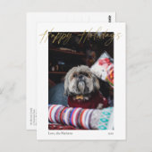 prettige feestdagen Gold Calligraphy Modern Briefk Briefkaart (Voorkant / Achterkant)