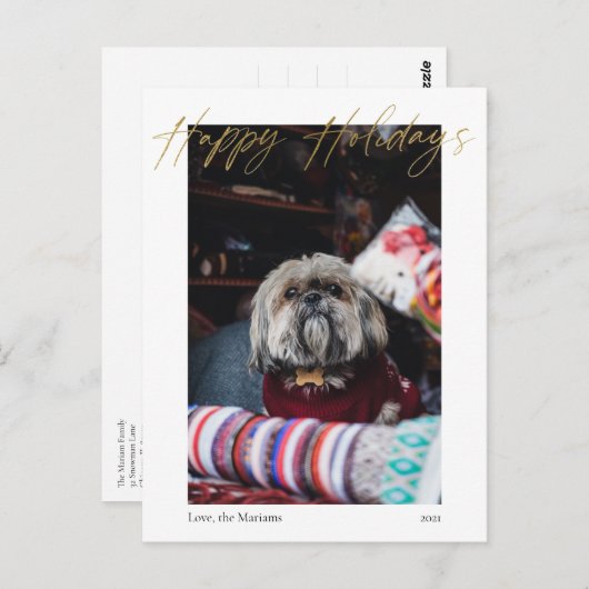 prettige feestdagen Gold Calligraphy Modern Briefk Briefkaart (Voorkant / Achterkant)